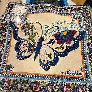 Brighton Butterfly Garden Tote - Blue and Cream